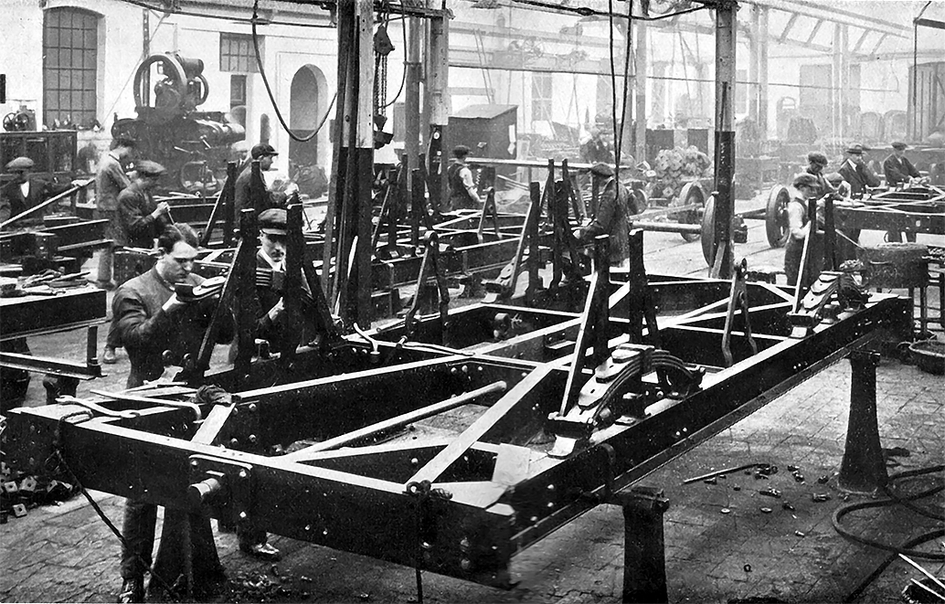 Photo of Assembling Underframes : Note Inverted Position.