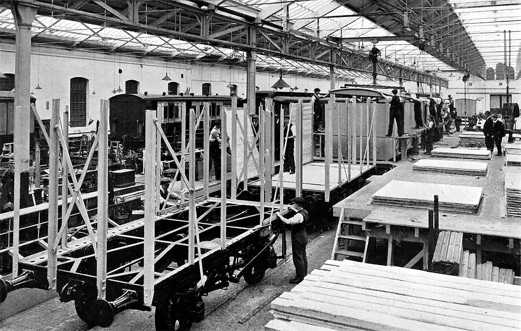 General View, showing Assembling of Bodies for 12-ton Standard Covered Goods Wagons.