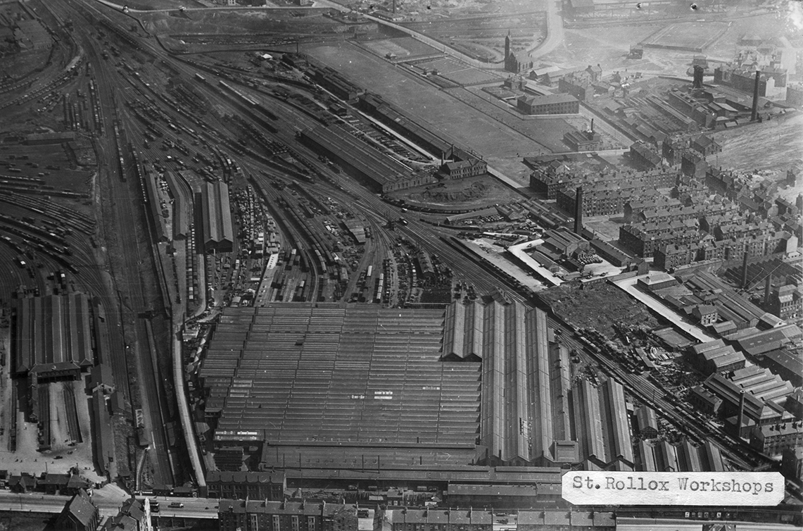 Arial view of St Rollox Workshops
