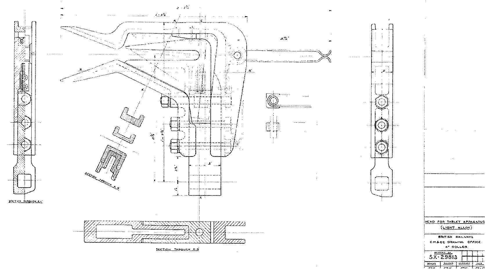Stanier Manson tablet exchange apparatus Figure showing Stanier Manson tablet exchange apparatus
